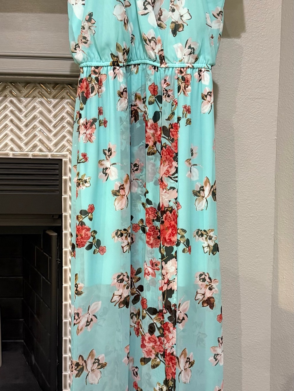 Sweet Storm Aqua Floral Maxi Dress